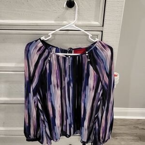 Jennifer Lopez Purple Multi-Stripe Peasant Blouse - Women